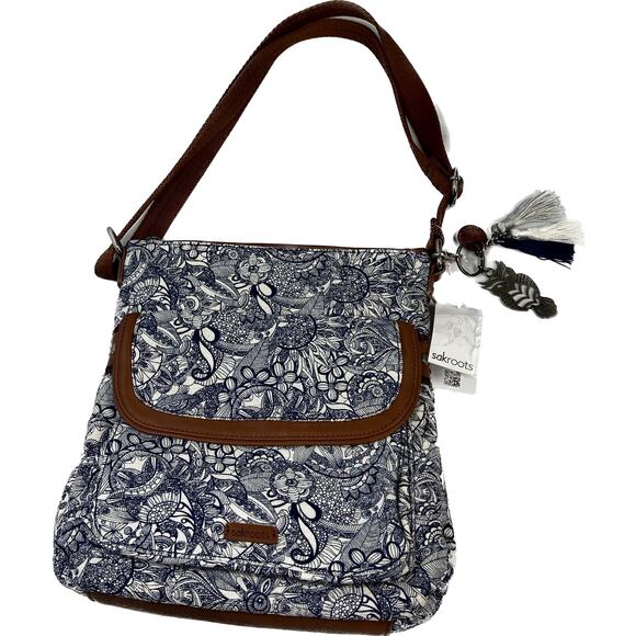 Sakroots Navy Spirit Desert Artist Circle Navy Blue White Crossbody NEW - Picture 2 of 8